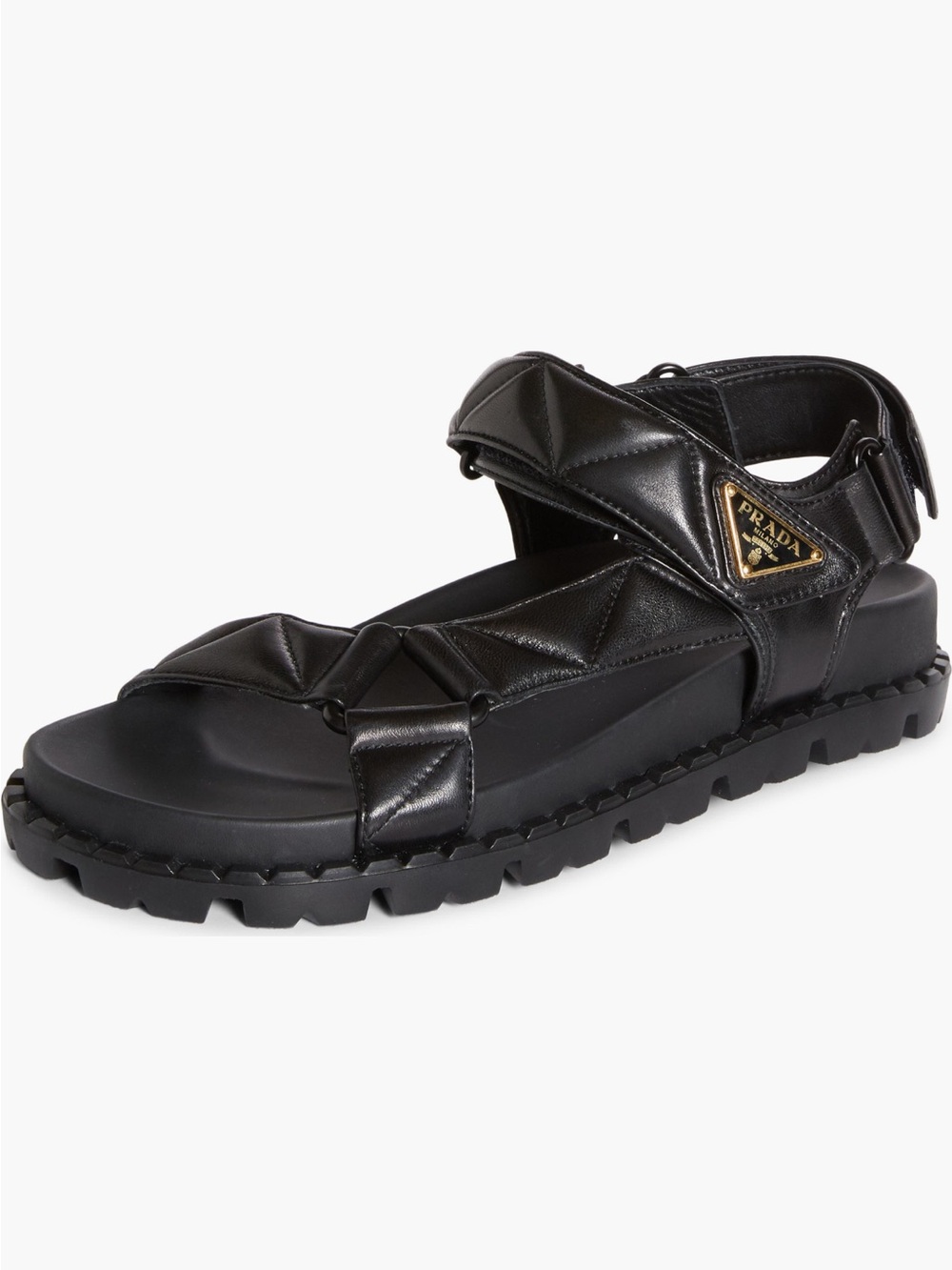 Authentic Prada Women’s Diagram Sandal Black Leather New US 6, 36 Italy $1290